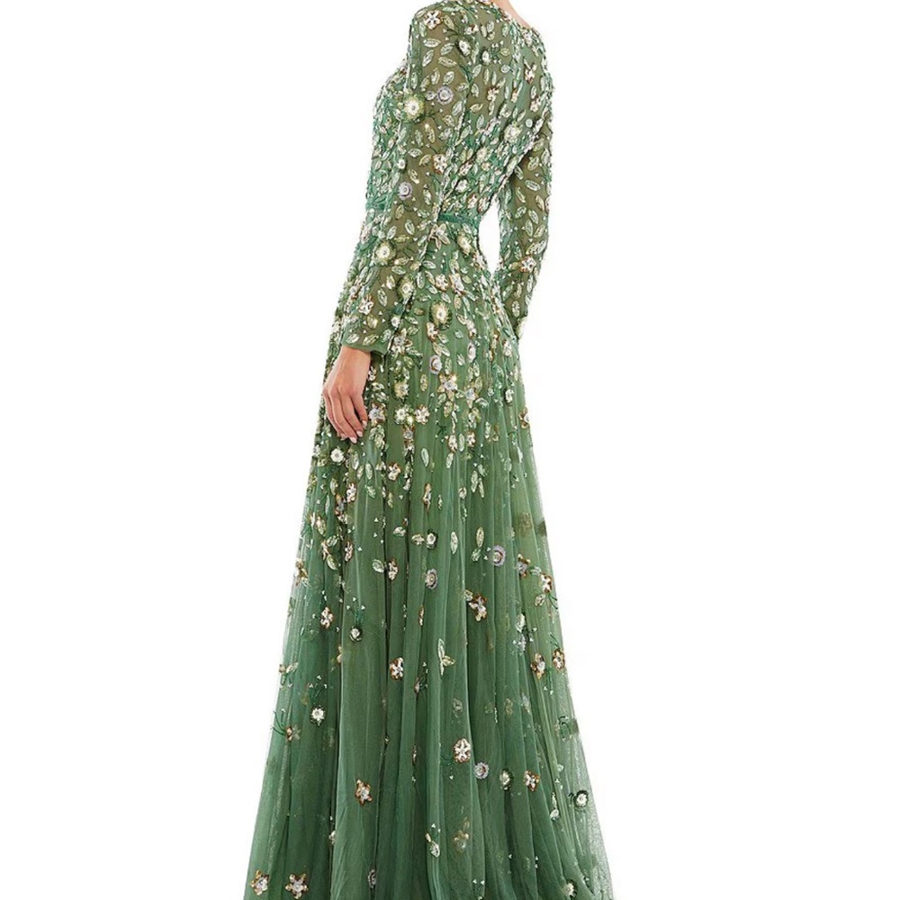Elegant Green Floral Dress Mac Duggal NWT - Picture 3 of 8